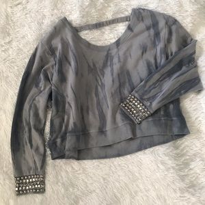 Embellished Tie Dye Cropped Sweatshirt